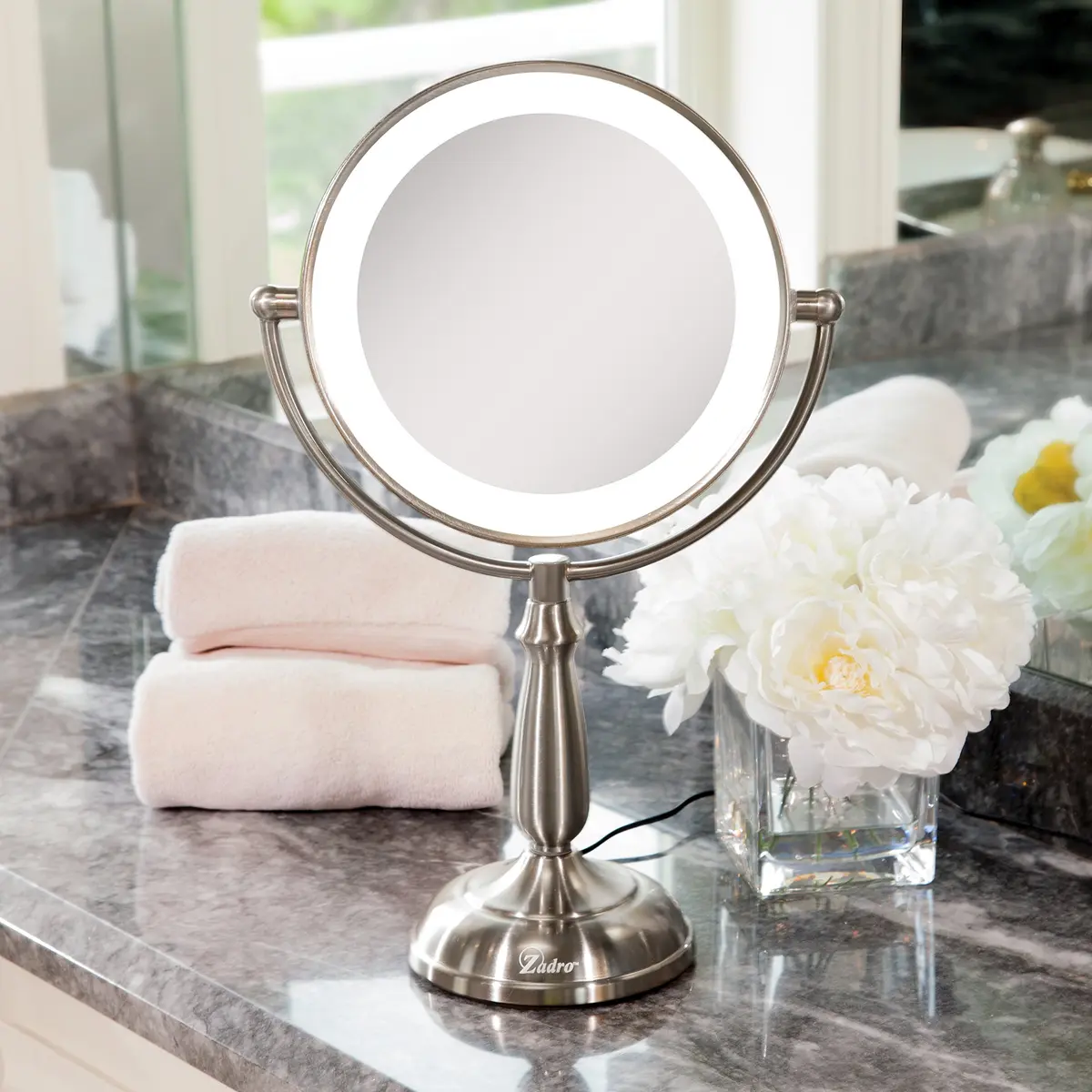 Zadro 11" Makeup Mirror with Lights and Magnification | Dimmable Touch LED Lighted Mirror with 10X Magnification - view 2