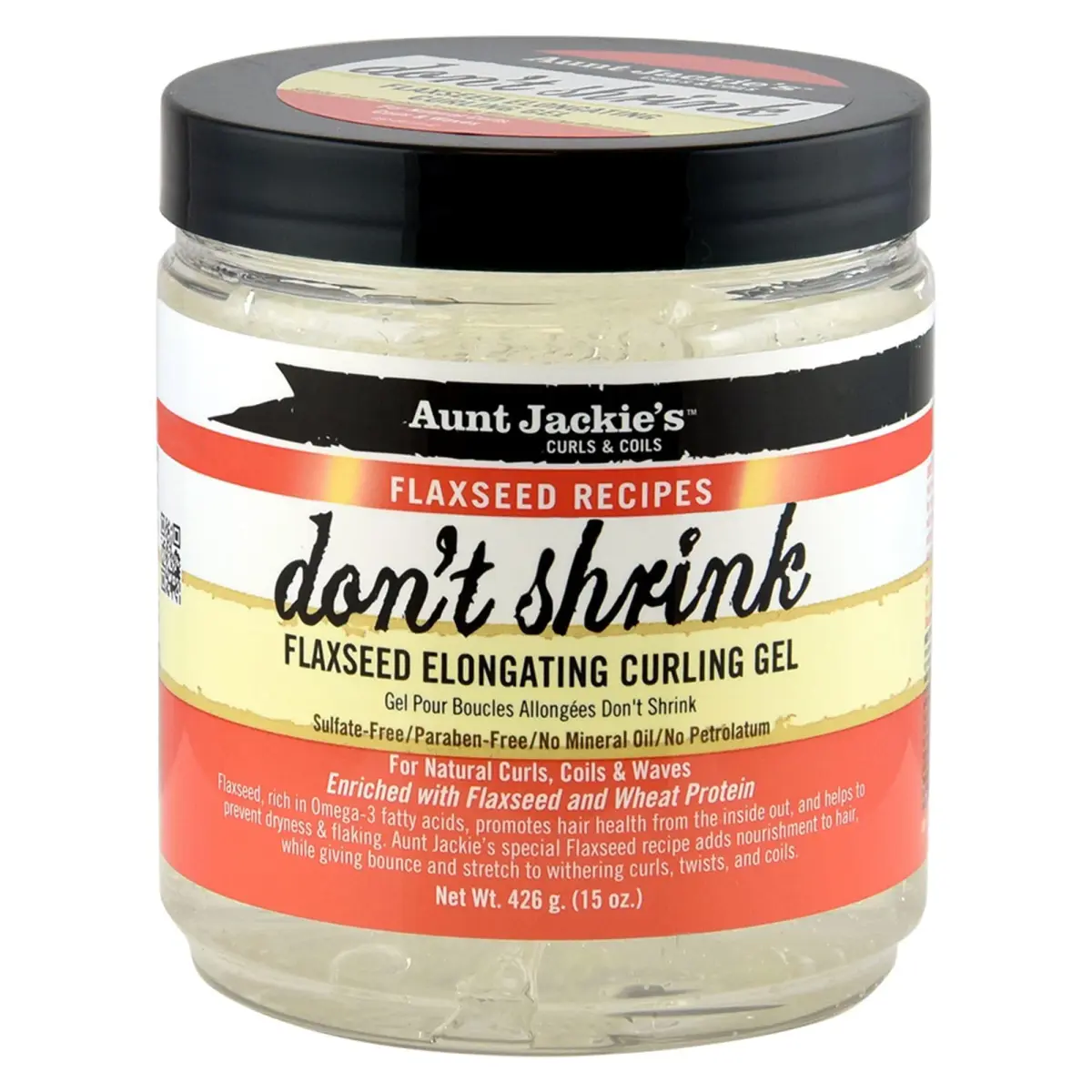 Aunt Jackie's Flaxseed Recipes Don't Shrink Elongating Curling Gel 426ml (15 Fl Oz) | Defines Curls, Prevents Dryness - main product image