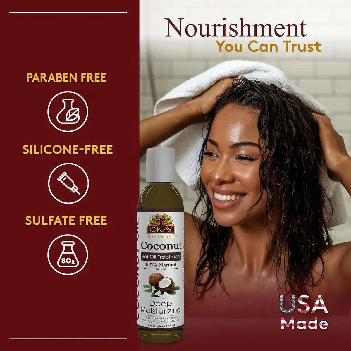 OKAY Coconut Hot Oil Treatment 177ml (6 Fl Oz) | Deeply Penetrating Hair Mask for All Hair Types - view 2