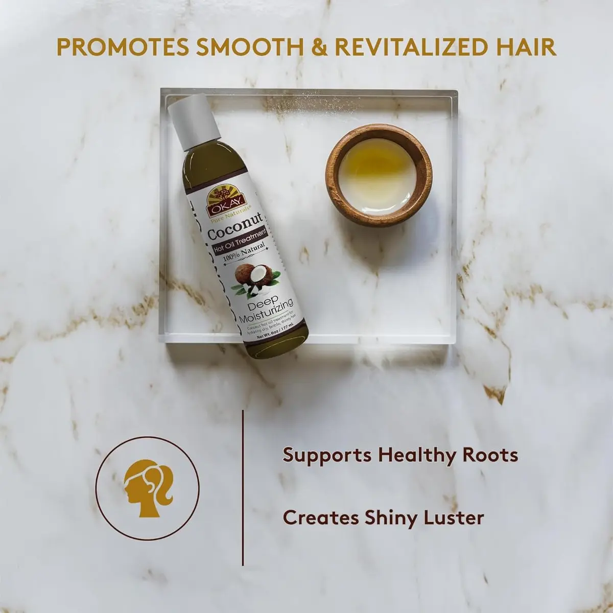 OKAY Coconut Hot Oil Treatment 177ml (6 Fl Oz) | Deeply Penetrating Hair Mask for All Hair Types - view 4