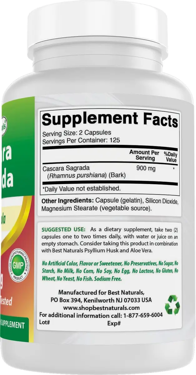 Best Naturals Cascara Sagrada 450 mg | Digestive Support Capsules for Adults - view 6