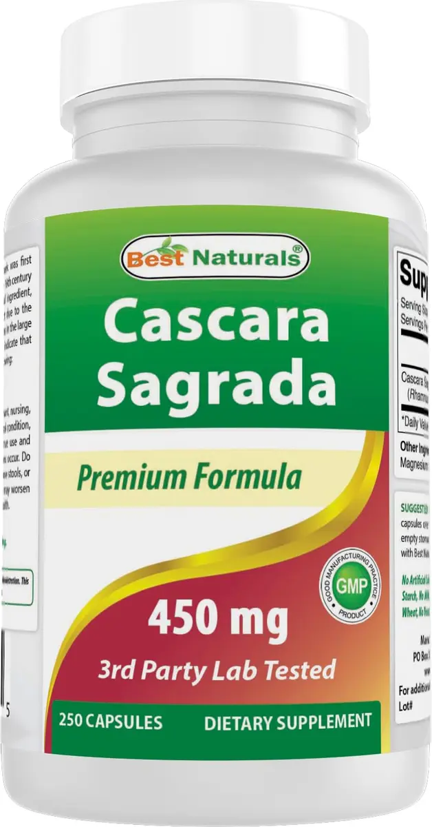 Best Naturals Cascara Sagrada 450 mg | Digestive Support Capsules for Adults - main product image