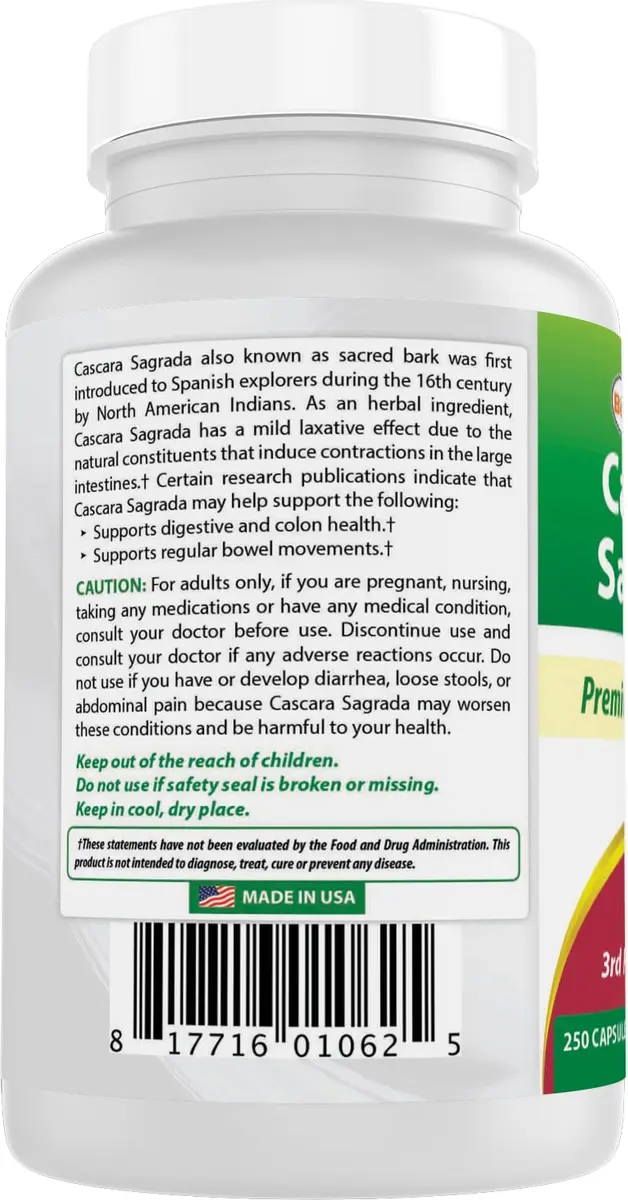 Best Naturals Cascara Sagrada 450 mg | Digestive Support Capsules for Adults - view 7