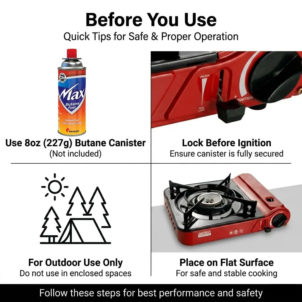 Maxsun MS-3800 Portable Butane Gas Stove | CSA Listed 9560 BTU Adjustable Flame for Camping & Outdoor Cooking - view 9
