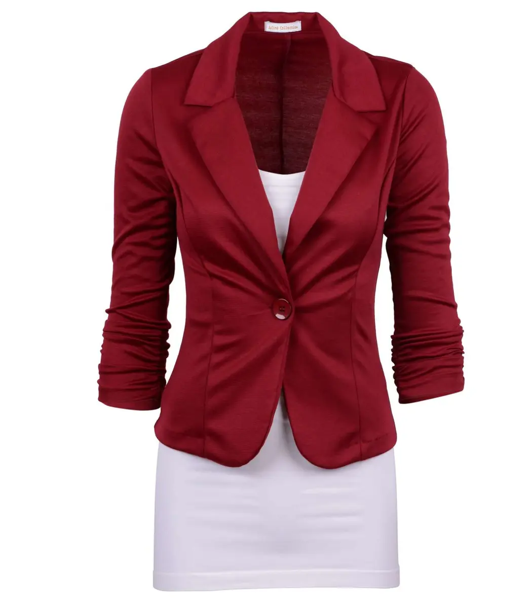 Auliné Collection Women's Casual Blazer Burgundy Small | Lightweight Stretch Fit for Work & Casual - main product image