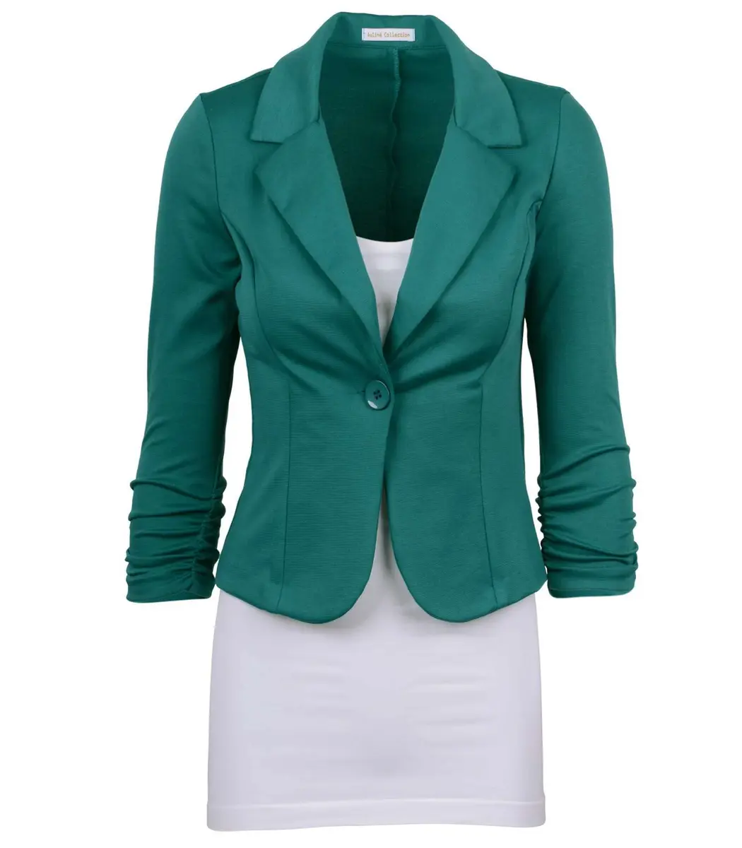 Auliné Collection Women's Casual Work Solid Color Knit Blazer Green Teal 2X | Lightweight Stretch Fit for Work & Casual - main product image