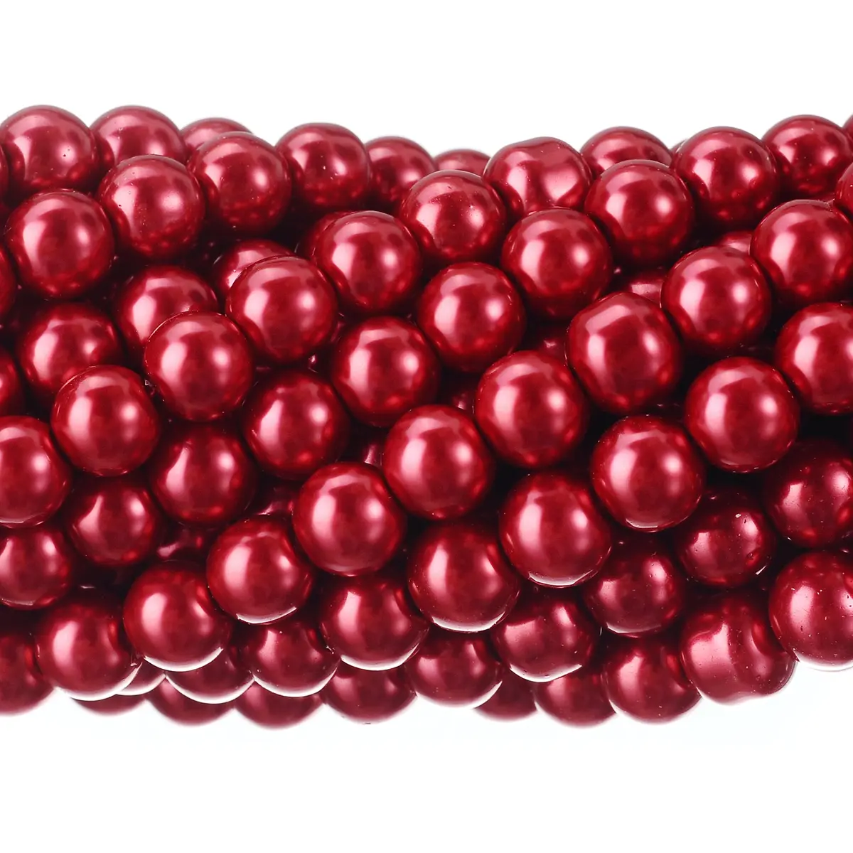 RUBYCA 200Pcs Czech Satin Luster Glass Pearl Beads 8mm Bordeaux Red | DIY Jewelry Supplies - main product image