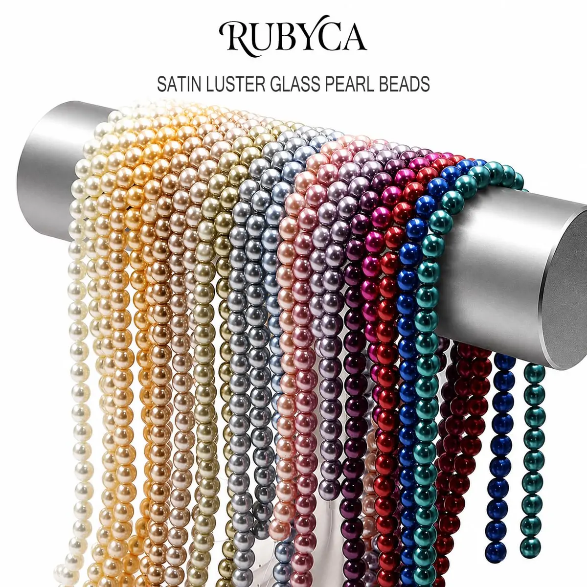 RUBYCA 200Pcs Czech Satin Luster Glass Pearl Beads 8mm Bordeaux Red | DIY Jewelry Supplies - view 4