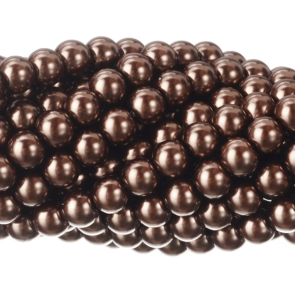 RUBYCA 200Pcs Satin Luster Glass Pearl Beads 8mm Chocolate Brown Jewelry Making - main product image