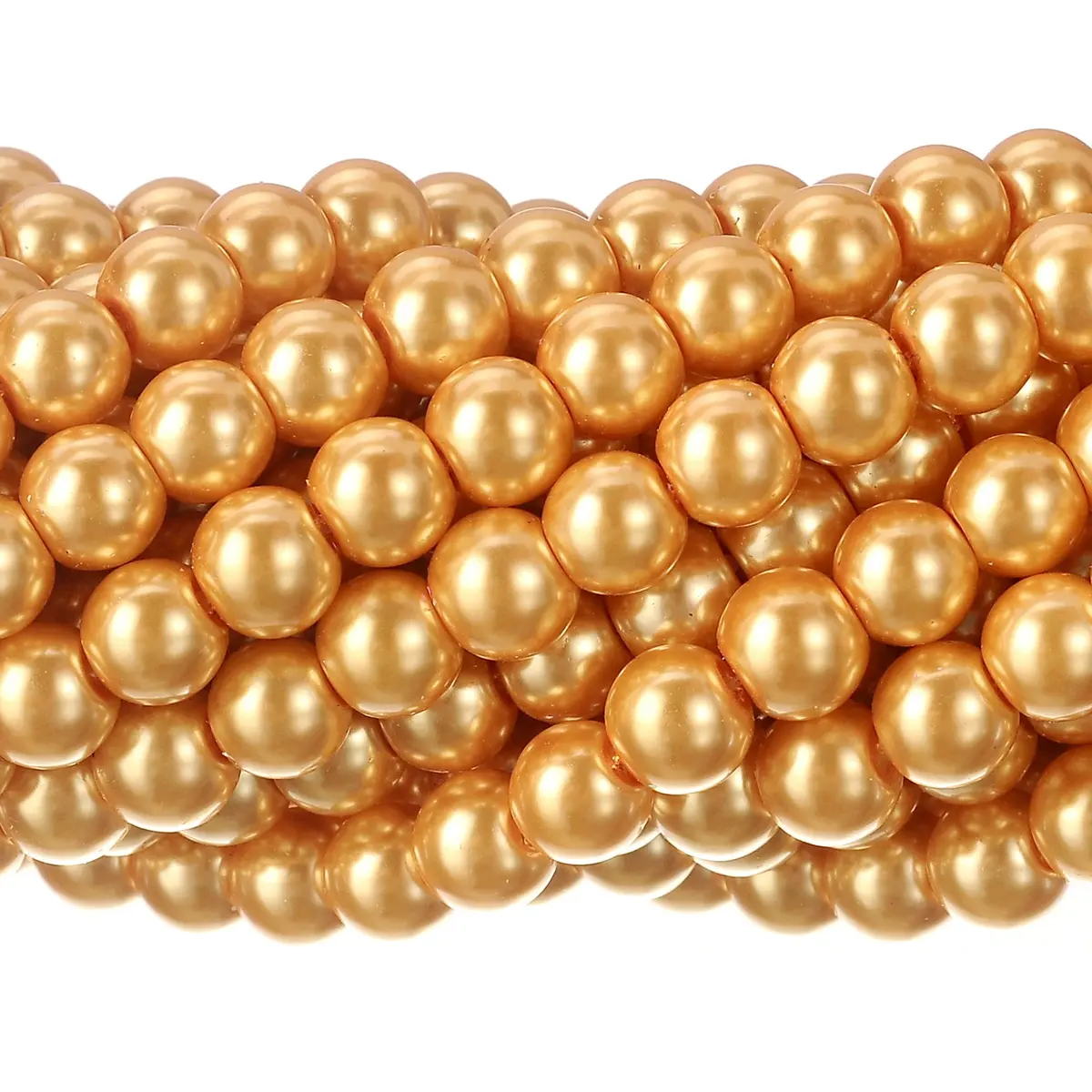 RUBYCA 200Pcs Czech Satin Luster Glass Pearl Beads 8mm Dark Gold | Jewelry Making Beads - main product image