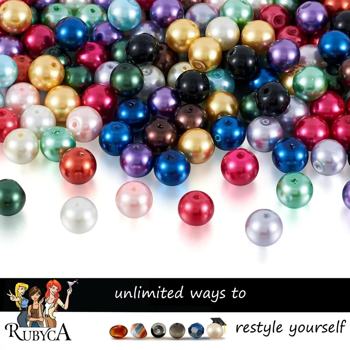 RUBYCA 200Pcs Czech Satin Luster Glass Pearl Beads 8mm Dark Gold | Jewelry Making Beads - view 7