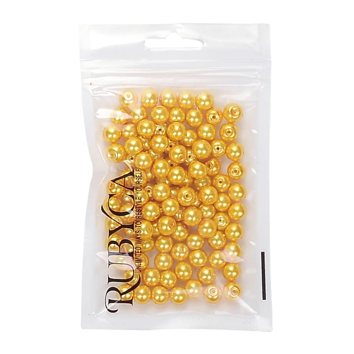RUBYCA 200Pcs Czech Satin Luster Glass Pearl Beads 8mm Dark Gold | Jewelry Making Beads - view 2
