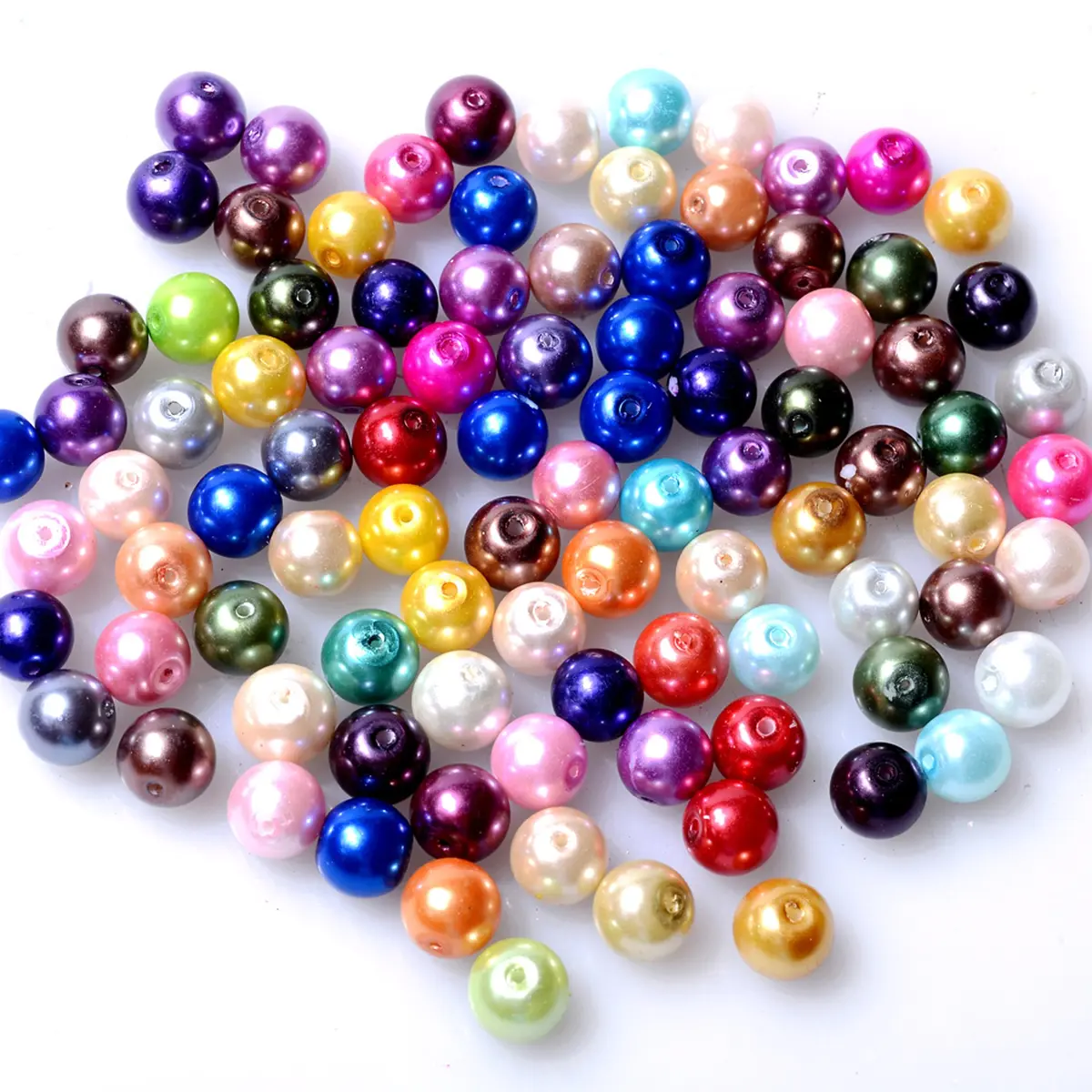 RUBYCA 200Pcs Czech Satin Luster Glass Pearl Beads 10mm | Assorted Jewelry Beading Supplies - main product image