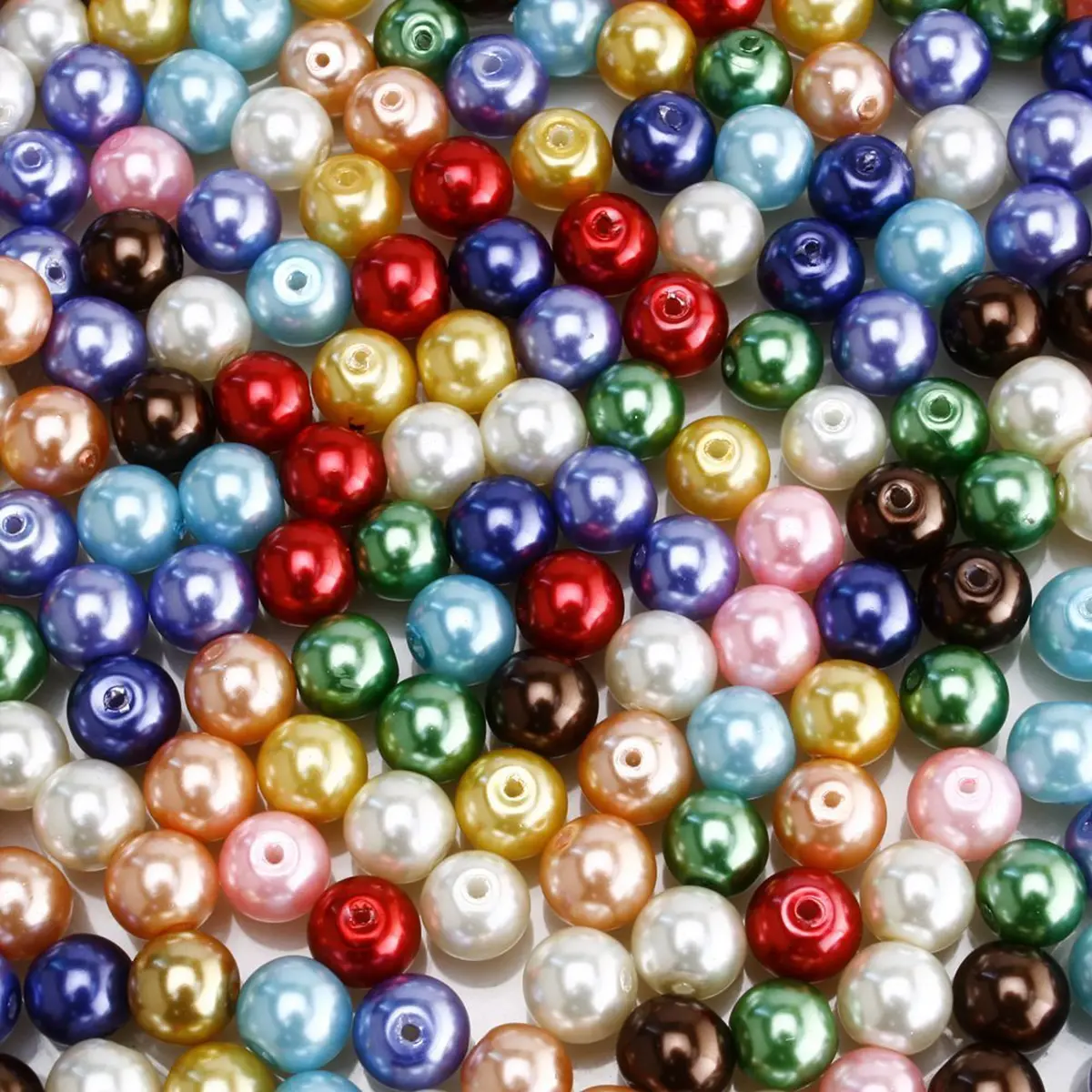 RUBYCA 200Pcs Czech Satin Luster Glass Pearl Beads 10mm | Assorted Jewelry Beading Supplies - view 3