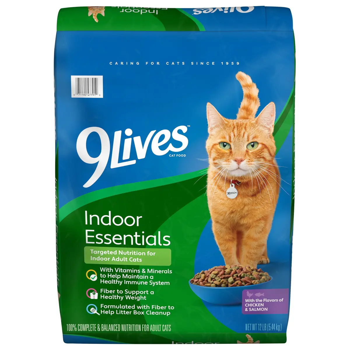 9Lives Indoor Essentials Dry Cat Food with Chicken & Salmon | Supports Indoor Cat Wellness & Easy Cleanup - main product image