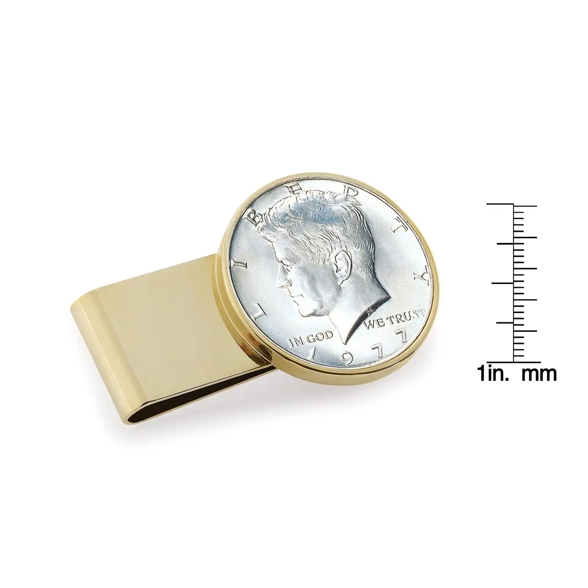 American Coin Treasures JFK Half Dollar Money Clip | Stainless Steel Layered in 24k Gold | Holds Currency & Cards - view 2