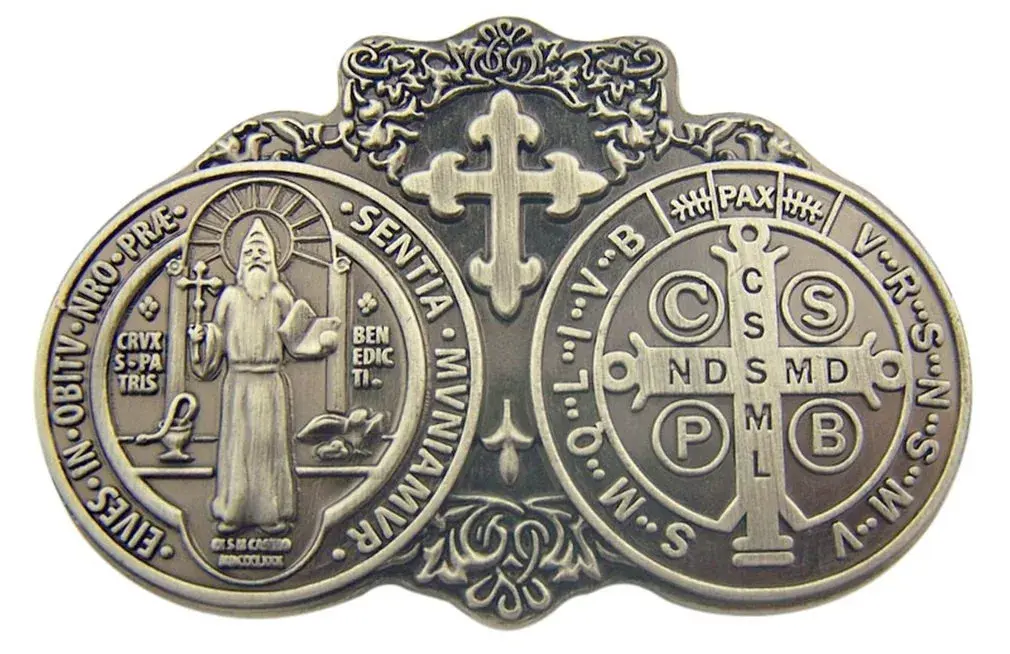 TEAYIR Saint St Benedict Medal Visor Clip 2.75cm (1.08") | Sacred Traditions Auto Accessory - main product image