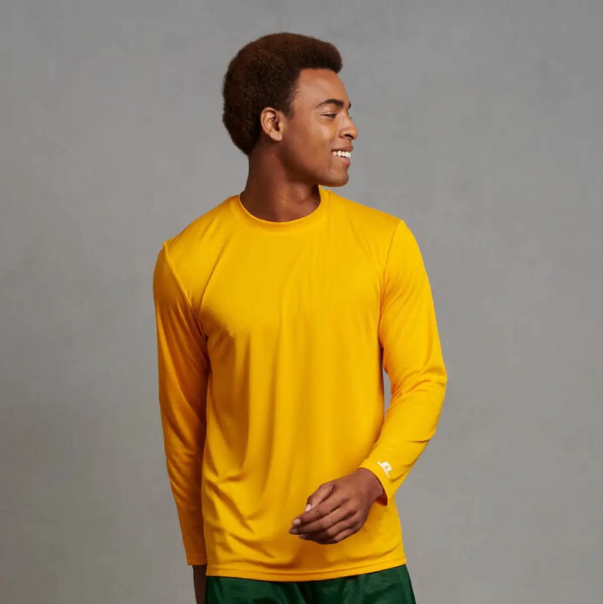 Russell Athletic Long Sleeve Performance Tee, Gold, Large | Moisture Wicking & UV Protection - view 2