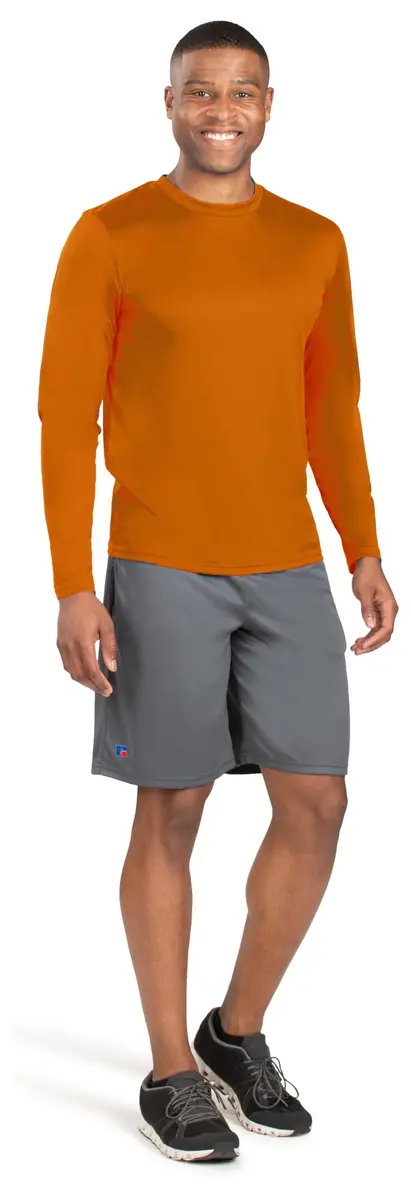 Russell Athletic Long Sleeve Performance Tee, Burnt Orange, Small | Moisture-Wicking & UV Protection - main product image