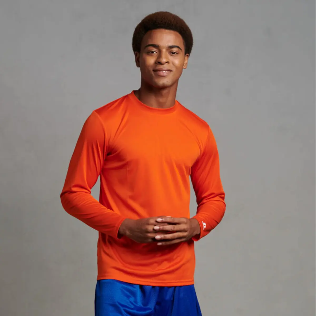 Russell Athletic Long Sleeve Performance Tee, Burnt Orange, Small | Moisture-Wicking & UV Protection - view 2