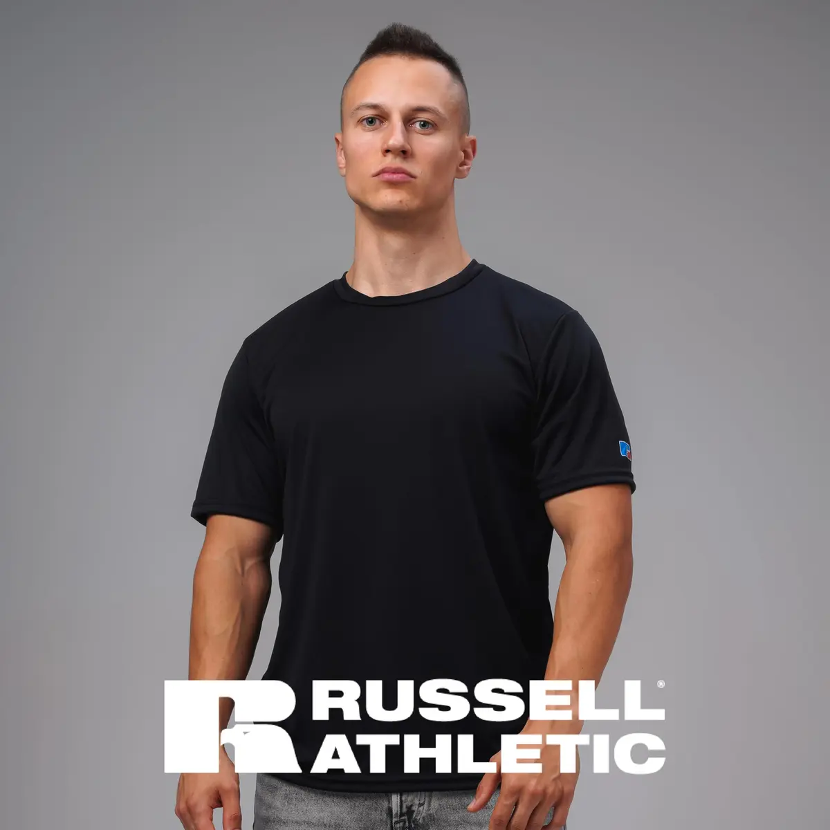 Russell Athletic Men's Short Sleeve Performance T-Shirt in Stealth 3X-Large | Moisture-Wicking, UV Protection, Odor Control - view 6