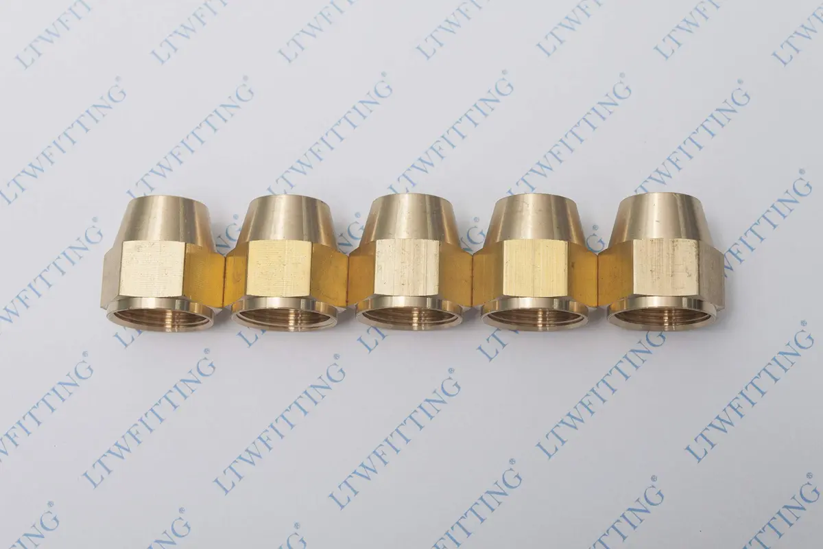 LTWFITTING Brass 3/4" OD Short SAE 45 Deg Flare Nut,Brass Flare Tube Fitting (Pack of 5) | Durable Brass Fitting for Air, Water & Oil - view 2
