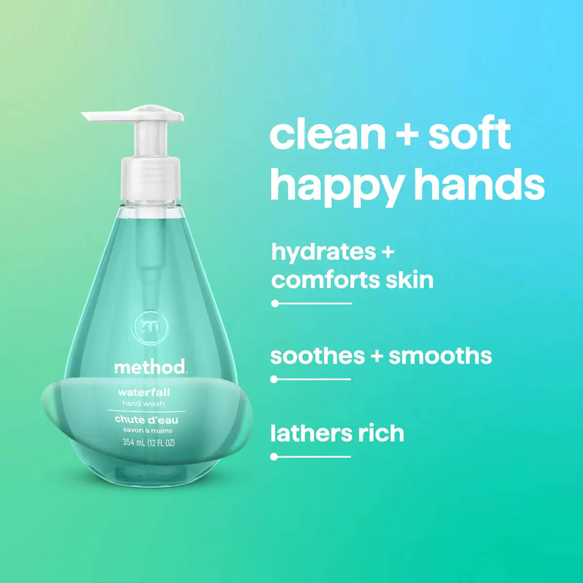 Method Gel Hand Wash Waterfall 355ml (12 fl Oz) | Plant-Based Cleansers for Soft, Clean Hands - view 4