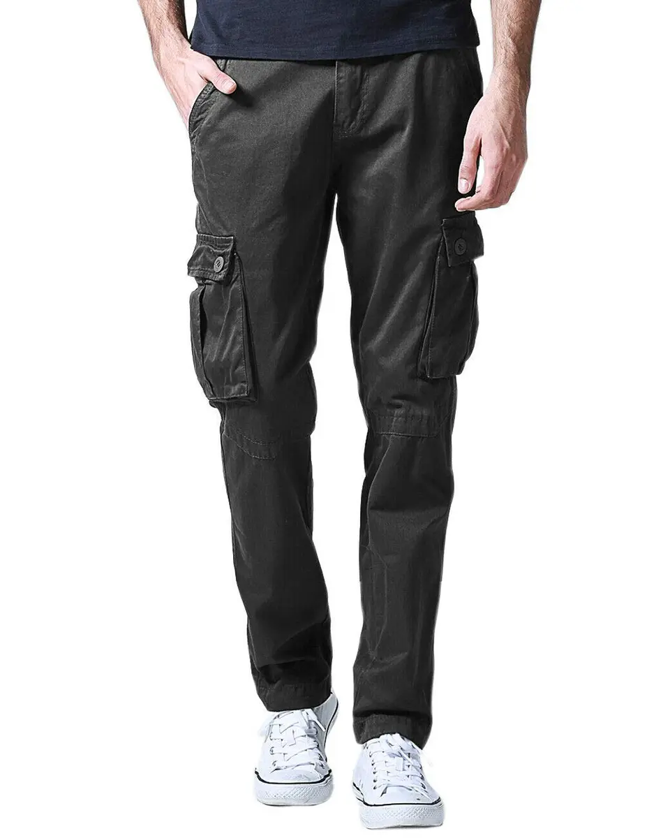 Match Men's Casual Cargo Pants 40 | Classic Straight Fit, 100% Cotton, Dark Gray - view 2