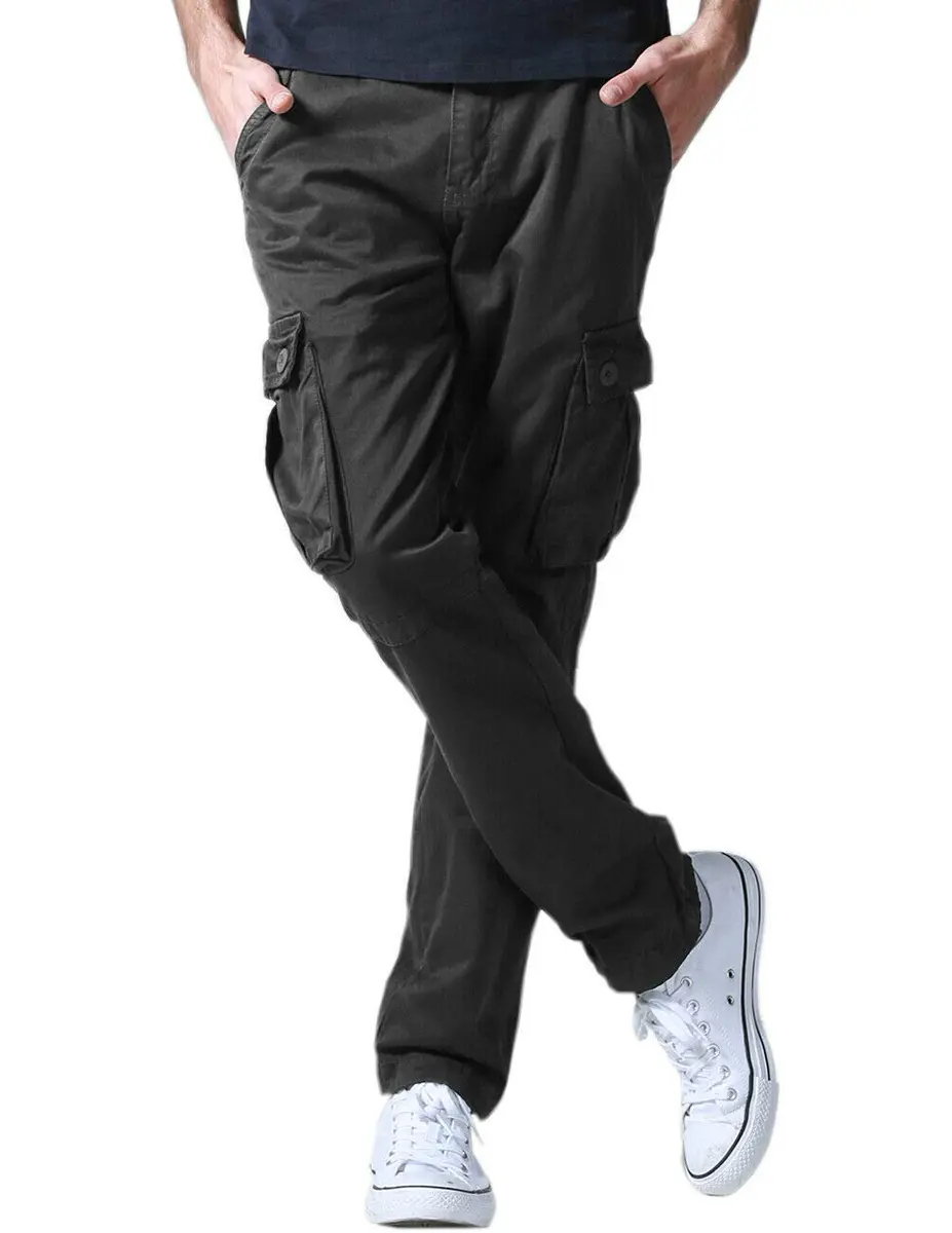 Match Men's Casual Cargo Pants 40 | Classic Straight Fit, 100% Cotton, Dark Gray - view 3