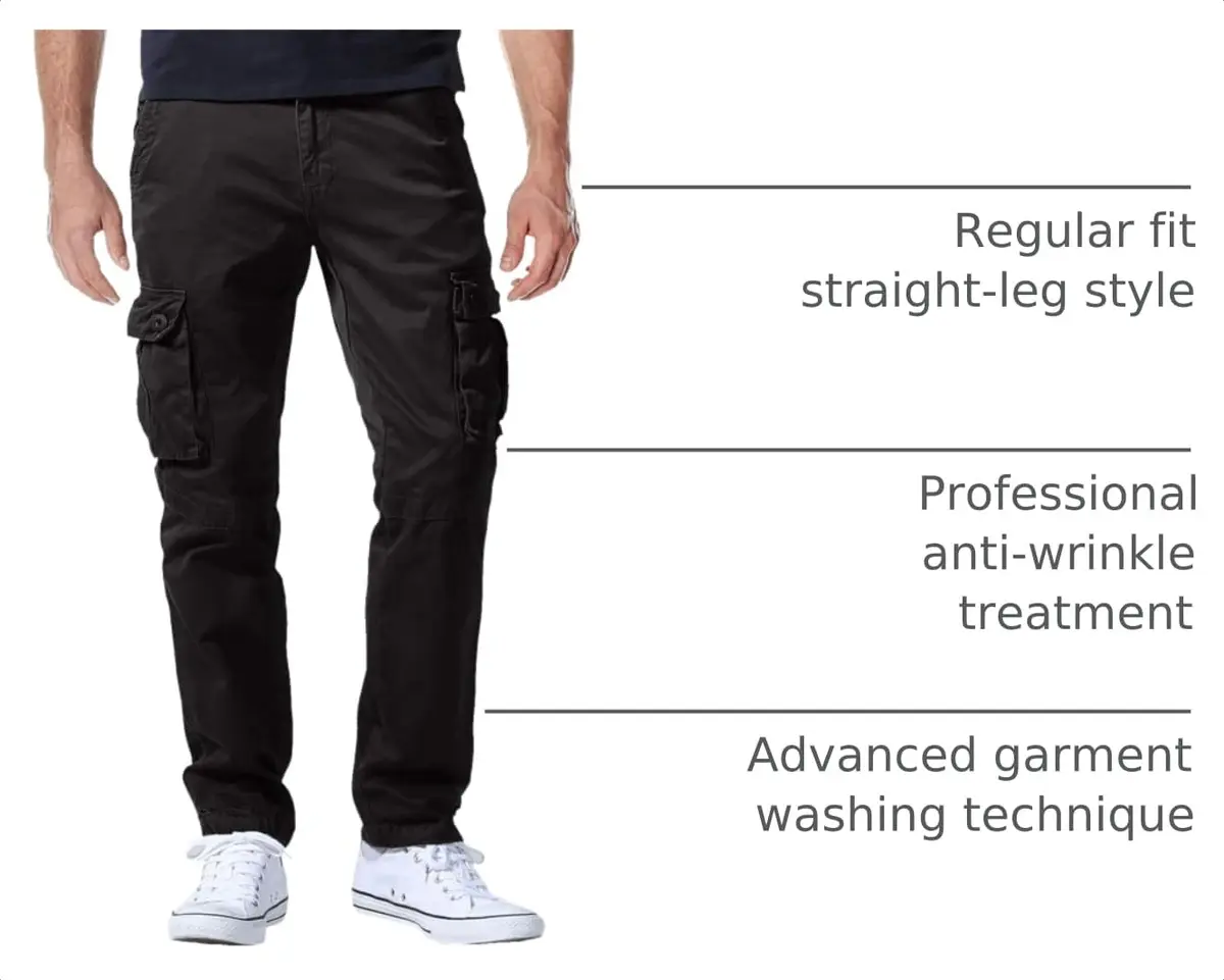 Match Men's Casual Cargo Pants 40 | Classic Straight Fit, 100% Cotton, Dark Gray - view 4