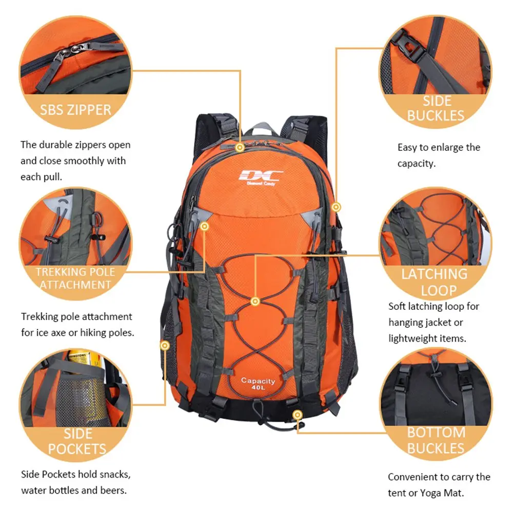 Diamond Candy 40L Hiking Backpack Waterproof Daypack for Men and Women | Lightweight, Breathable & Multiple Pockets - view 2
