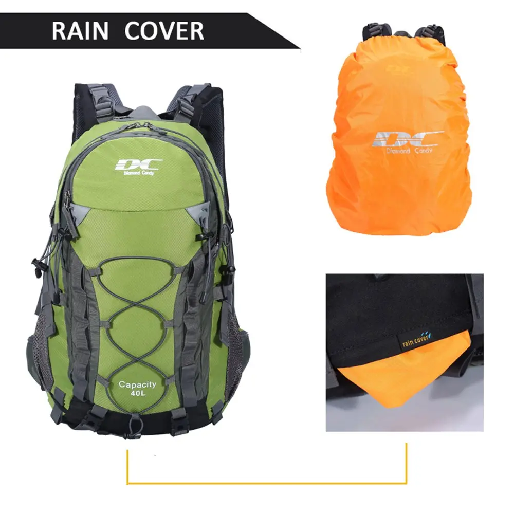 Diamond Candy 40L Hiking Backpack Waterproof Daypack for Men and Women | 40L Capacity, Waterproof Nylon, Breathable Mesh, Multiple Pockets - view 5