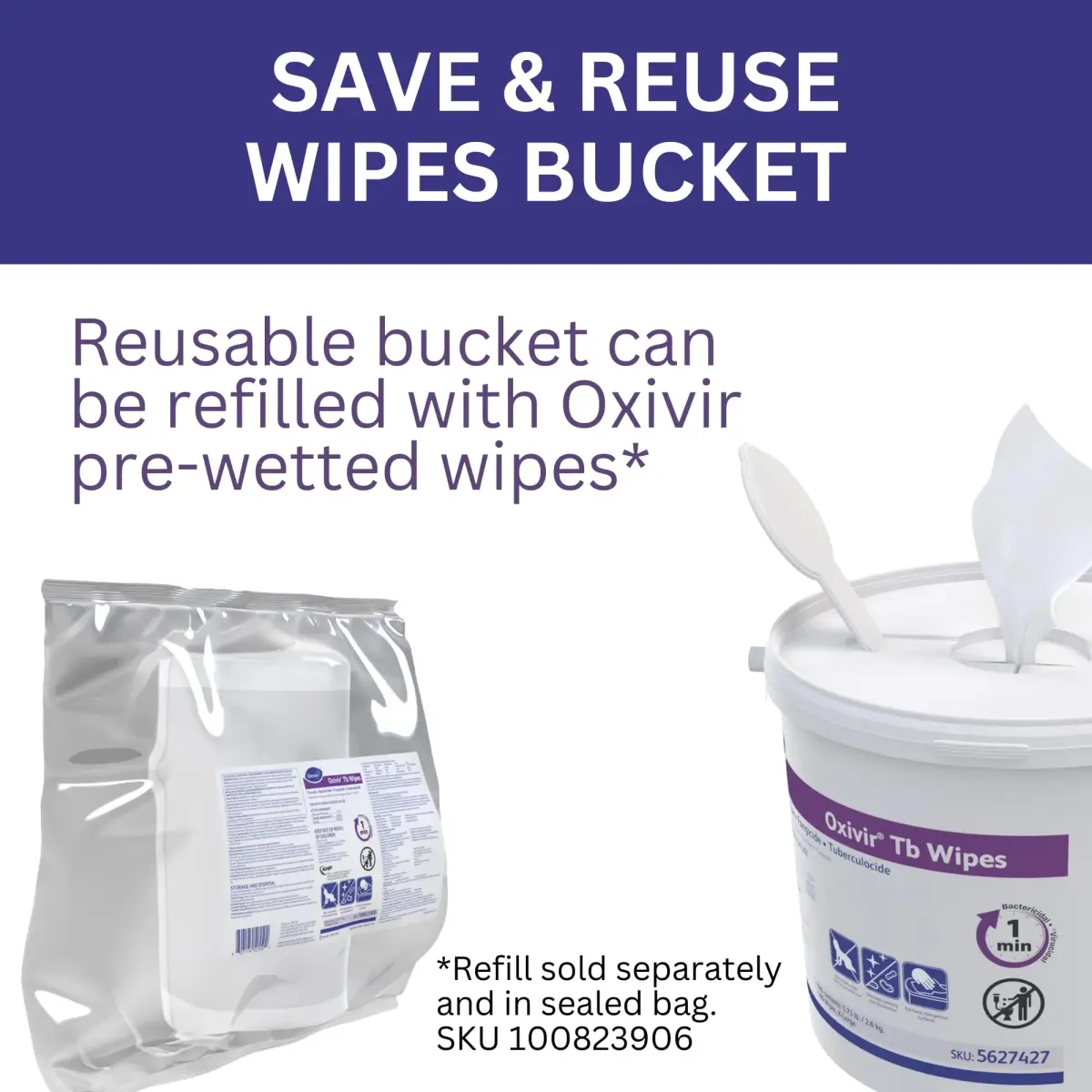 Oxivir Diversey Tb Disinfectant Wipes Refill XLarge 640 Count (Pack of 4) | EPA Registered Hydrogen Peroxide Formula - view 2