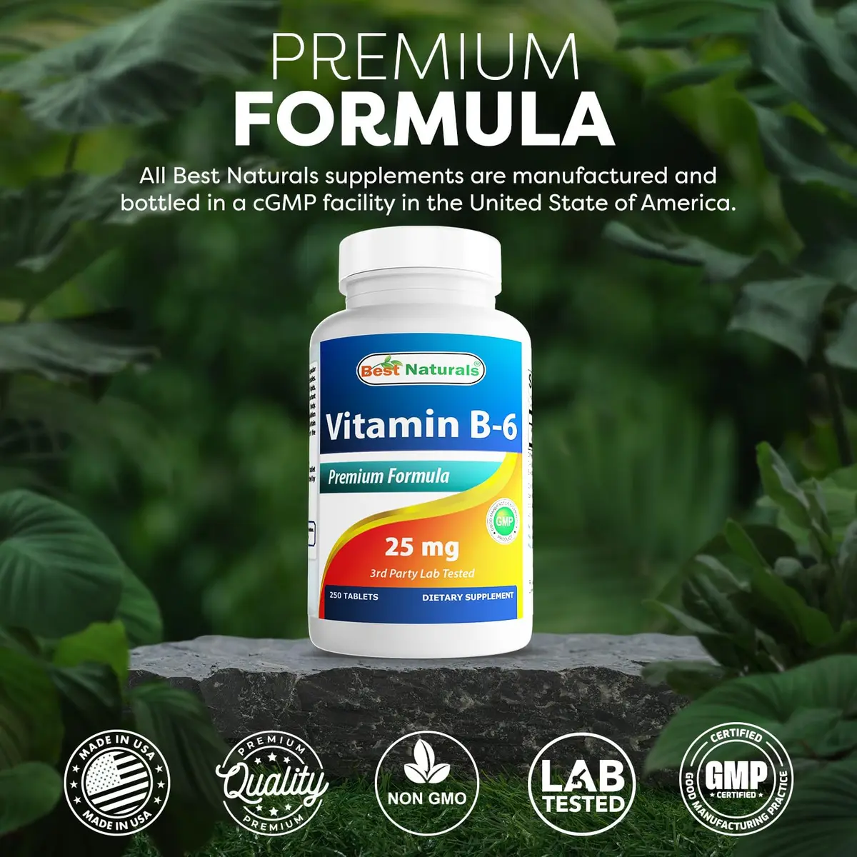 Best Naturals Vitamin B-6 25 Mg Tablets, 250 Count | Purity & Quality Tested - view 5