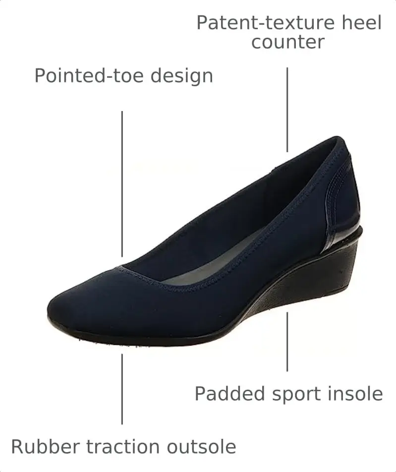 Anne Klein Wisher Wedge for Women - 1.75-inch Heel - Fabric Upper Navy 6 M | Classic, Supportive & Versatile - view 4