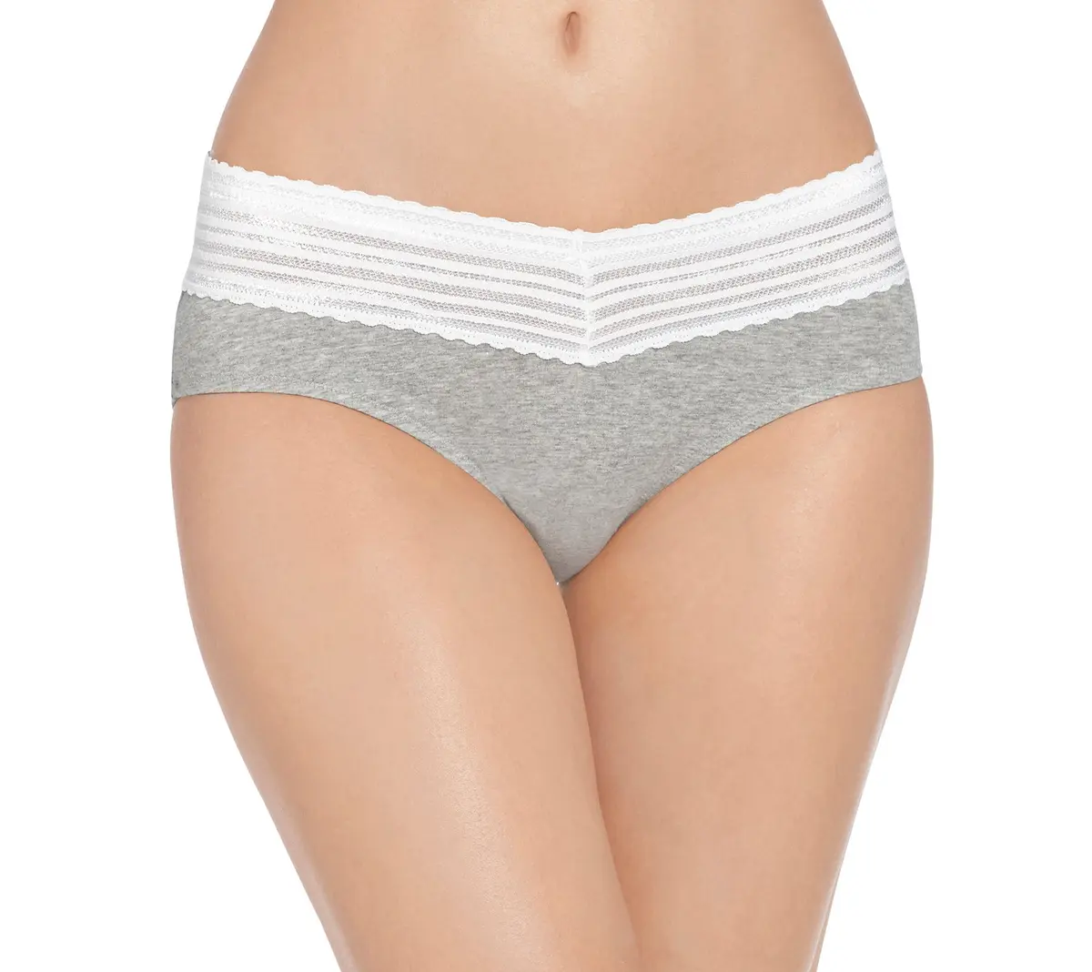 Warner's No Pinching No Problems Cotton Lace Hipster Panty, Light Gray Heather, Small | Full Coverage, Cotton Stretch Comfort - main product image