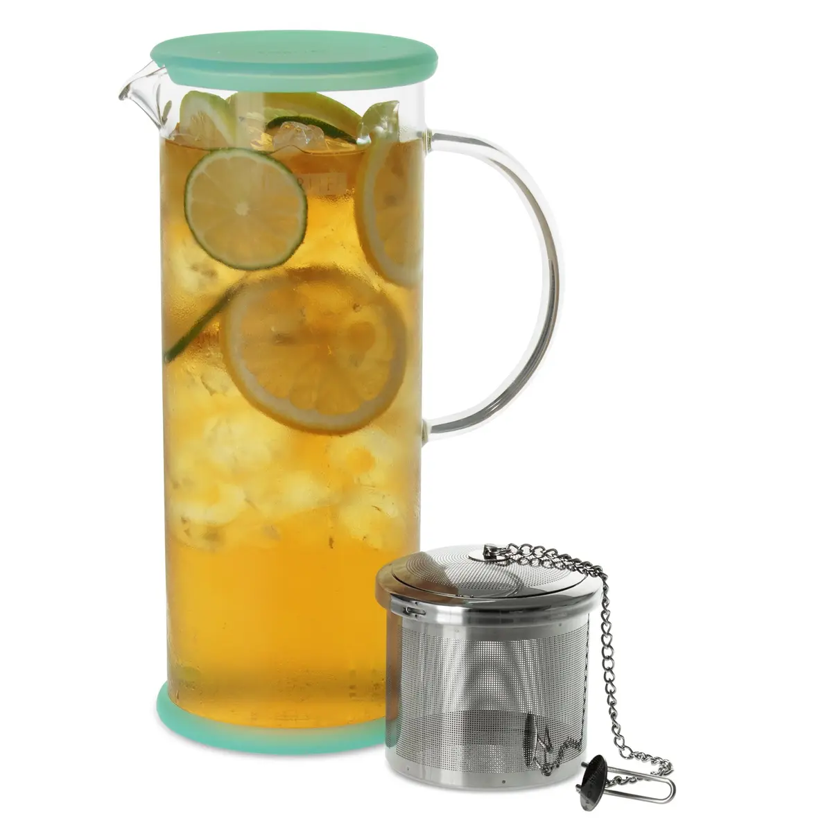 FORLIFE LUCENT Glass Iced Tea Jug with Capsule Infuser, 48-Ounce, Mint | Heat-Resistant Borosilicate & Stainless Steel Infuser - main product image