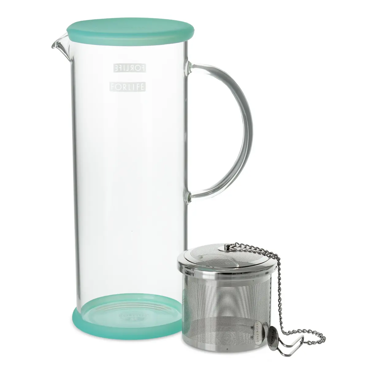 FORLIFE LUCENT Glass Iced Tea Jug with Capsule Infuser, 48-Ounce, Mint | Heat-Resistant Borosilicate & Stainless Steel Infuser - view 2