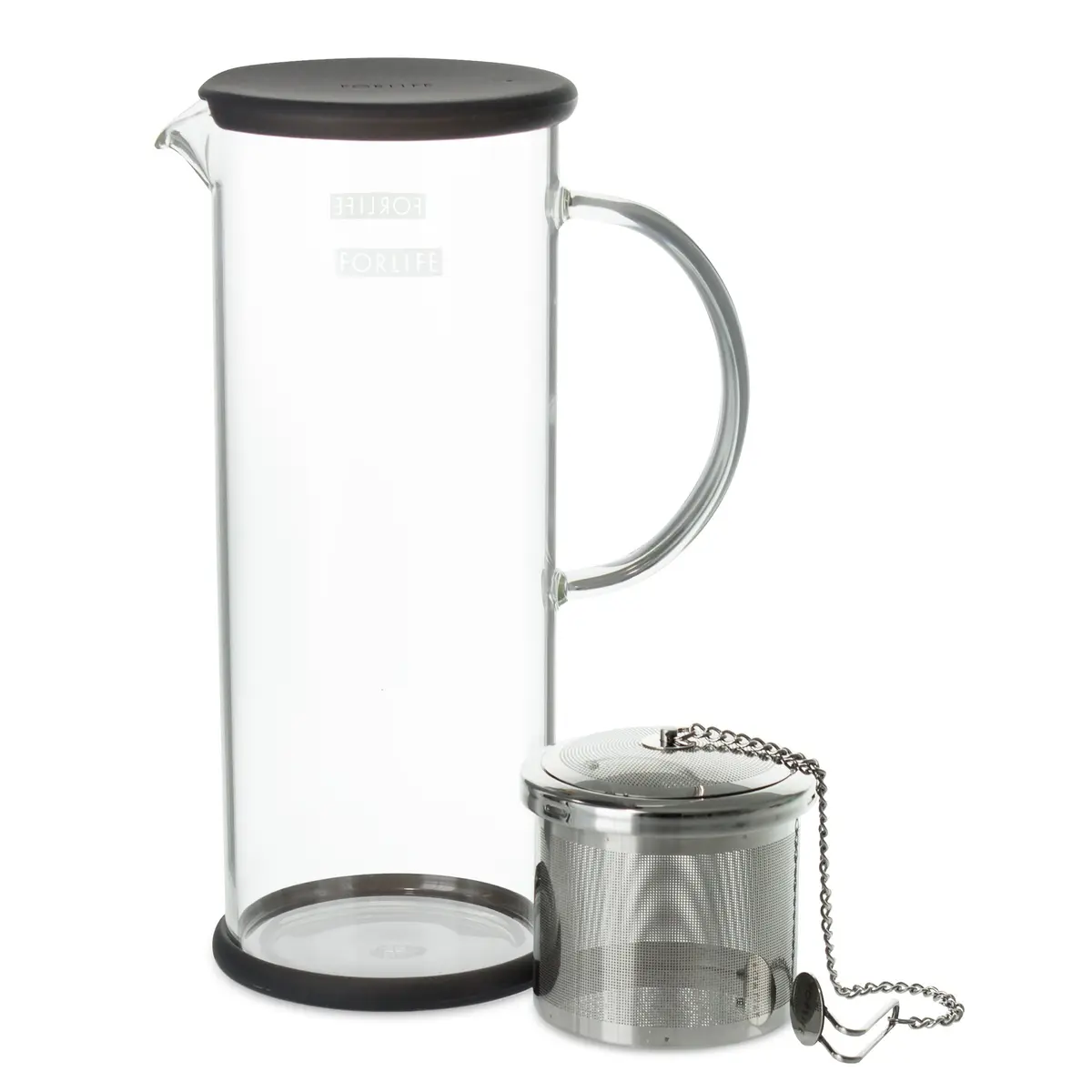 FORLIFE LUCENT Glass Iced Tea Jug with Capsule Infuser 48oz Charcoal | Heat-Resistant Borosilicate & Stainless Steel - view 2