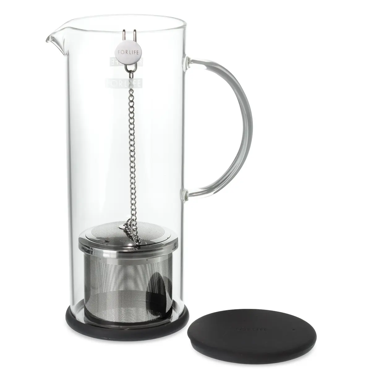 FORLIFE LUCENT Glass Iced Tea Jug with Capsule Infuser 48oz Charcoal | Heat-Resistant Borosilicate & Stainless Steel - view 3