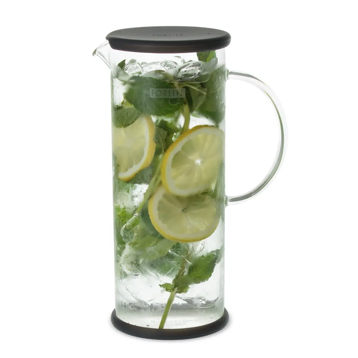 FORLIFE LUCENT Glass Iced Tea Jug with Capsule Infuser 48oz Charcoal | Heat-Resistant Borosilicate & Stainless Steel - view 4