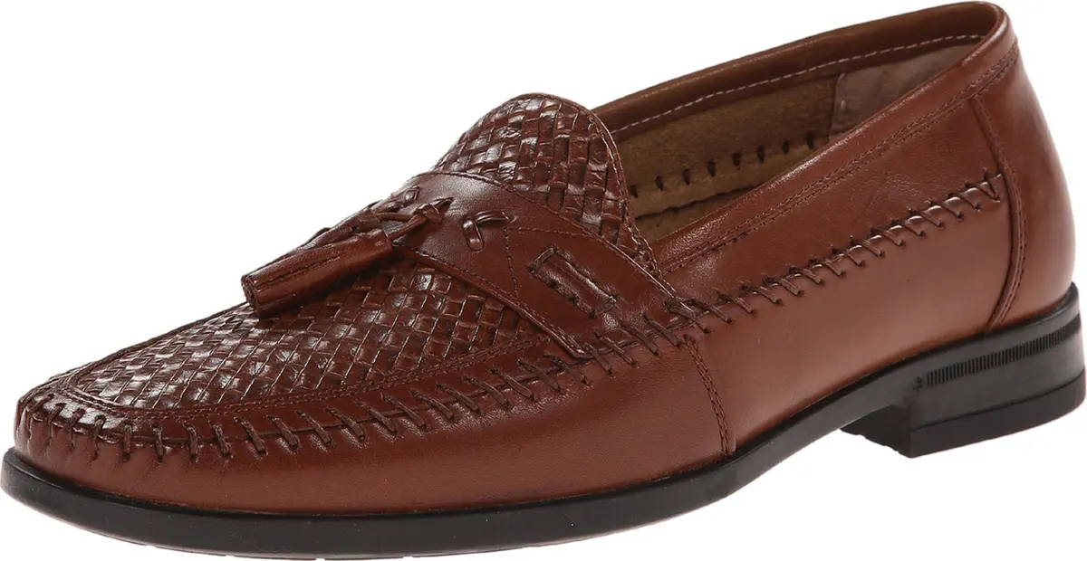 Nunn Bush Strafford Woven Moc Toe Loafer Cognac 8.5 | Classic Casual & Dress Shoe - main product image