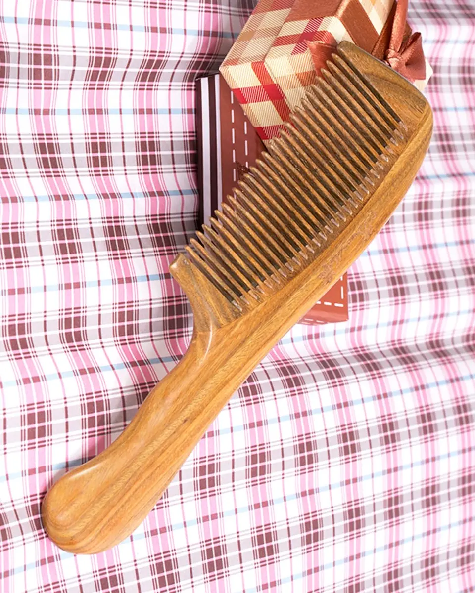 Breezelike Fine Tooth Wooden Hair Comb 7.1" | Detangling & Anti-Static - view 6