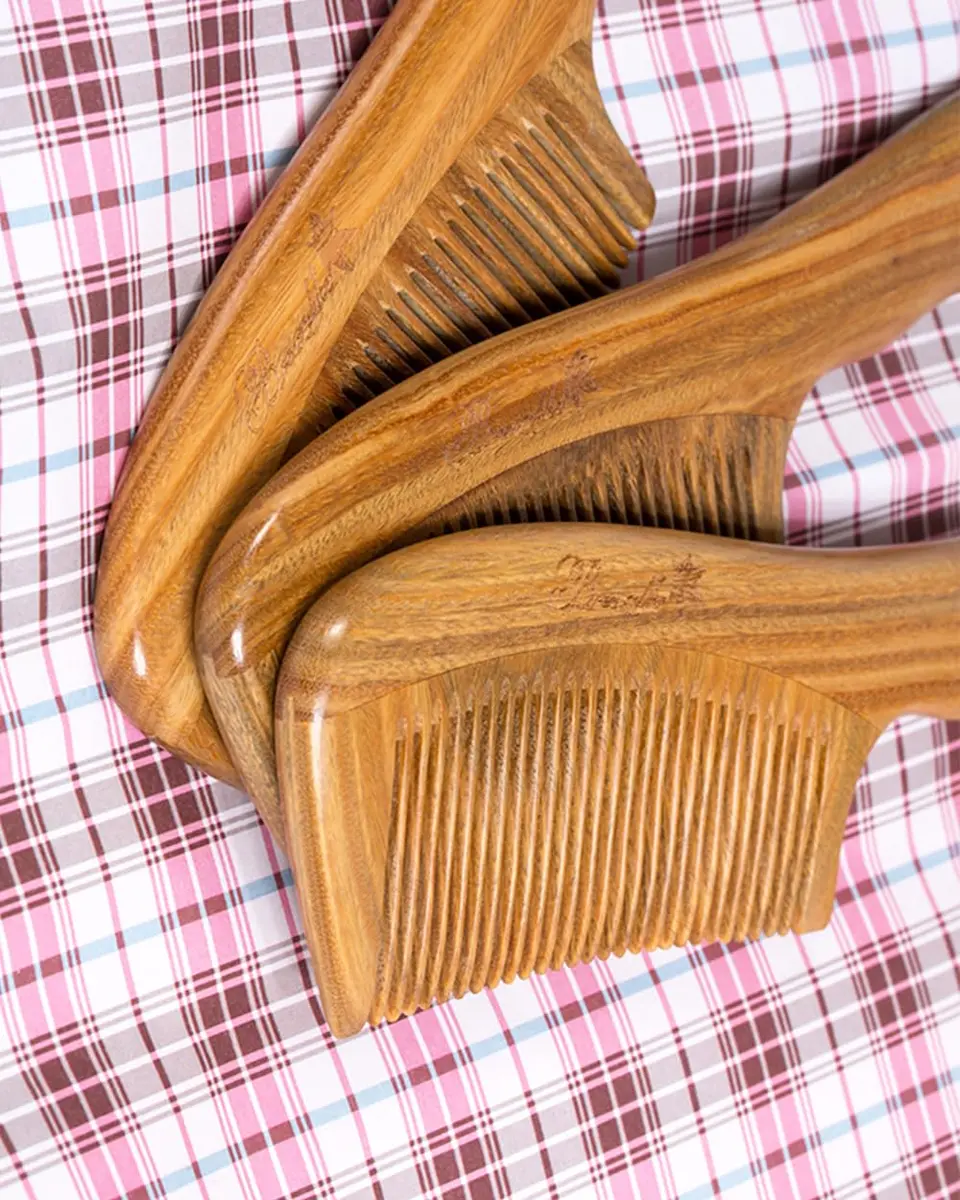 Breezelike Fine Tooth Wooden Hair Comb 7.1" | Detangling & Anti-Static - view 7