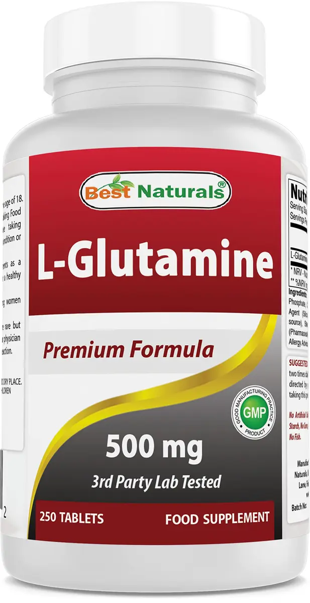 Best Naturals L-Glutamine 500 mg | 250 Tablets for Muscle & Gut Support, Unflavored - main product image