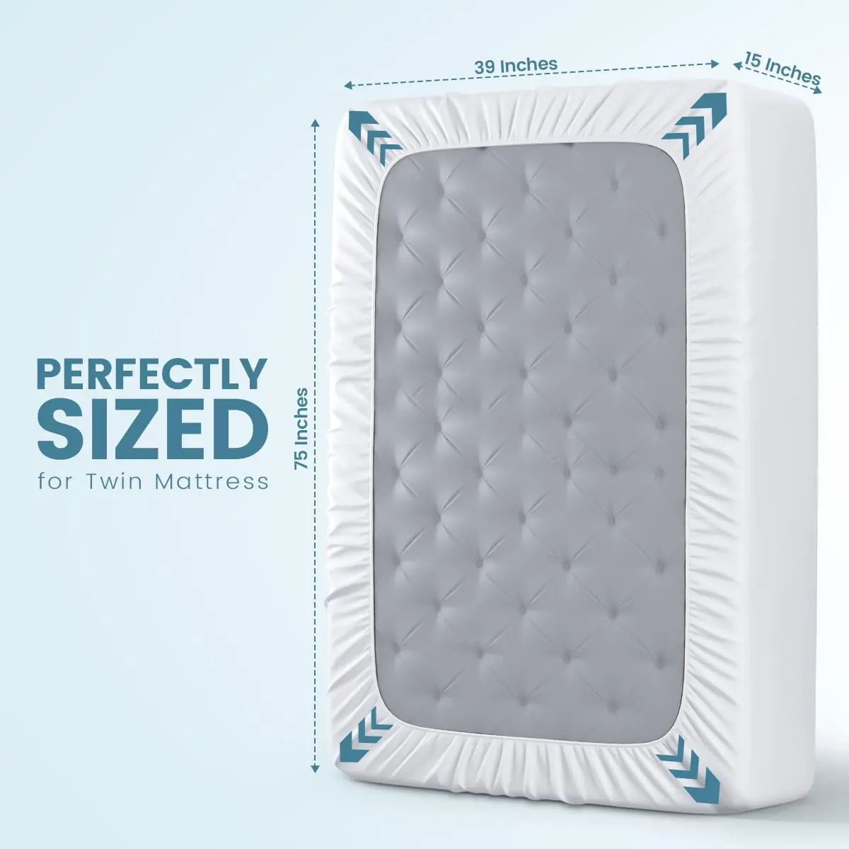 Utopia Bedding Terry Top Mattress Protector Twin Size 39x75x15 inches | Waterproof & Breathable for Indian Beds - view 4