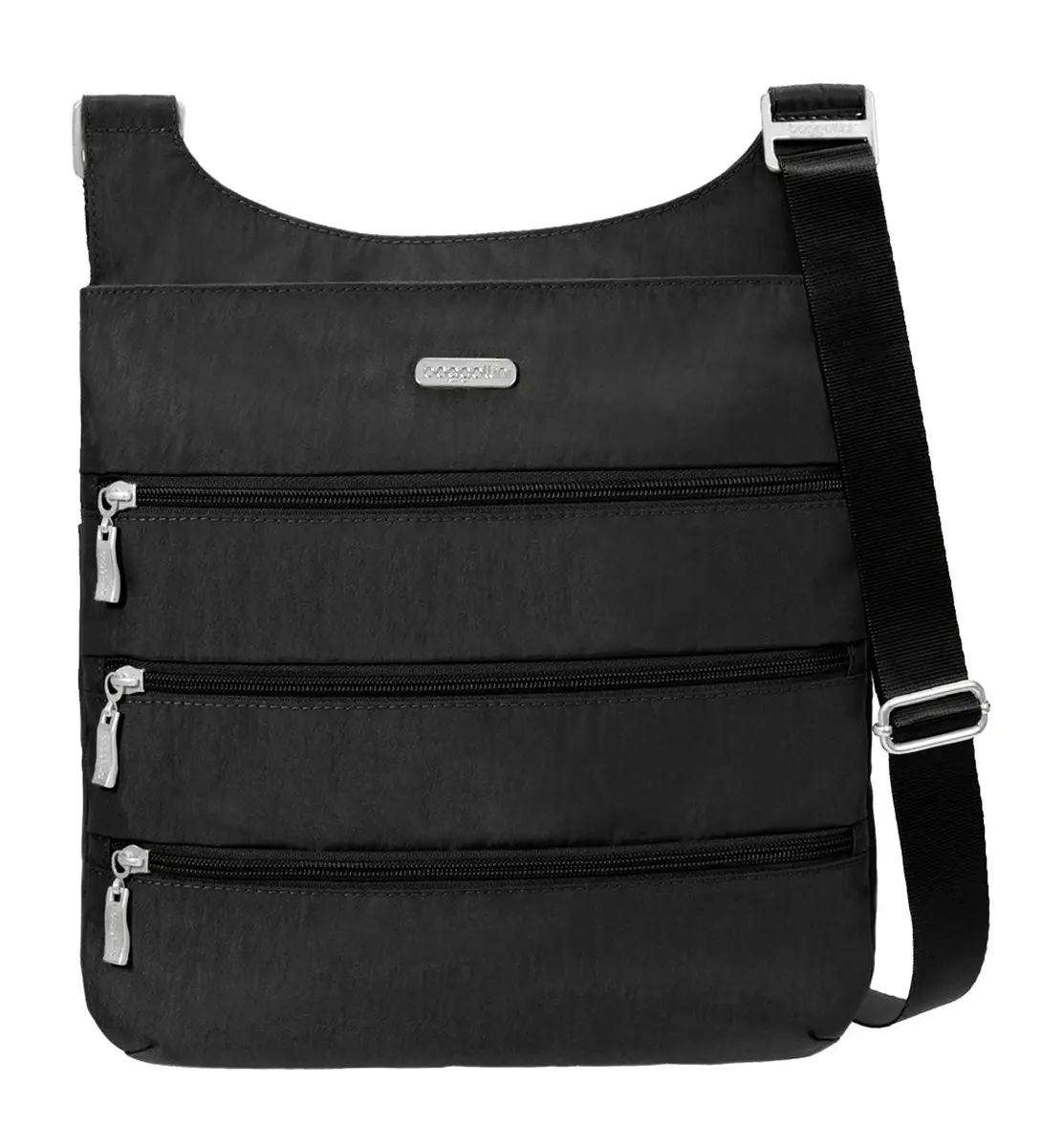 Baggallini Big Zipper Travel Crossbody Bag Black 28cm (11in) | Machine Washable & RFID-Protected - view 4