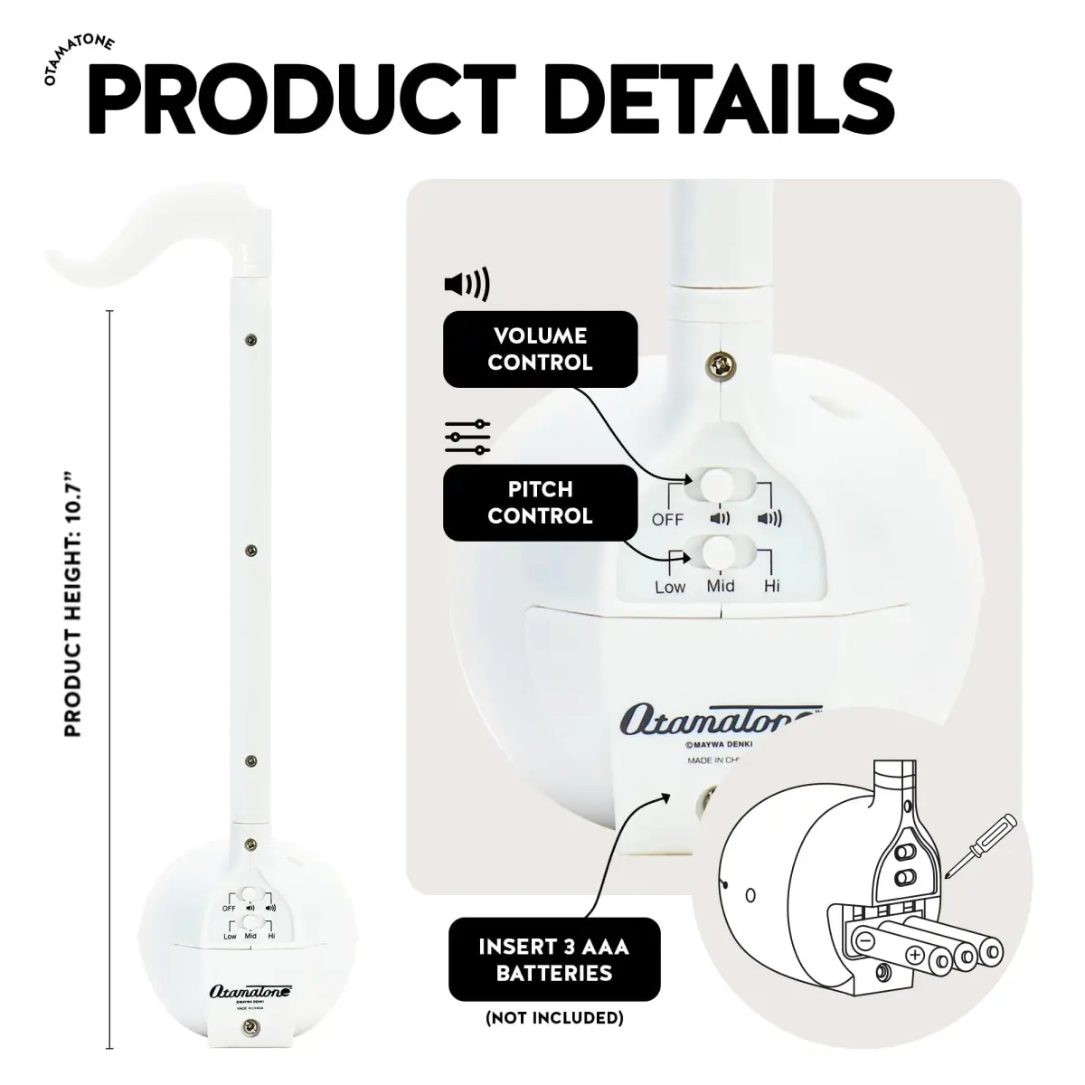 Otamatone White Electronic Synthesizer Musical Instrument Toy | Fun & Easy to Play - view 4