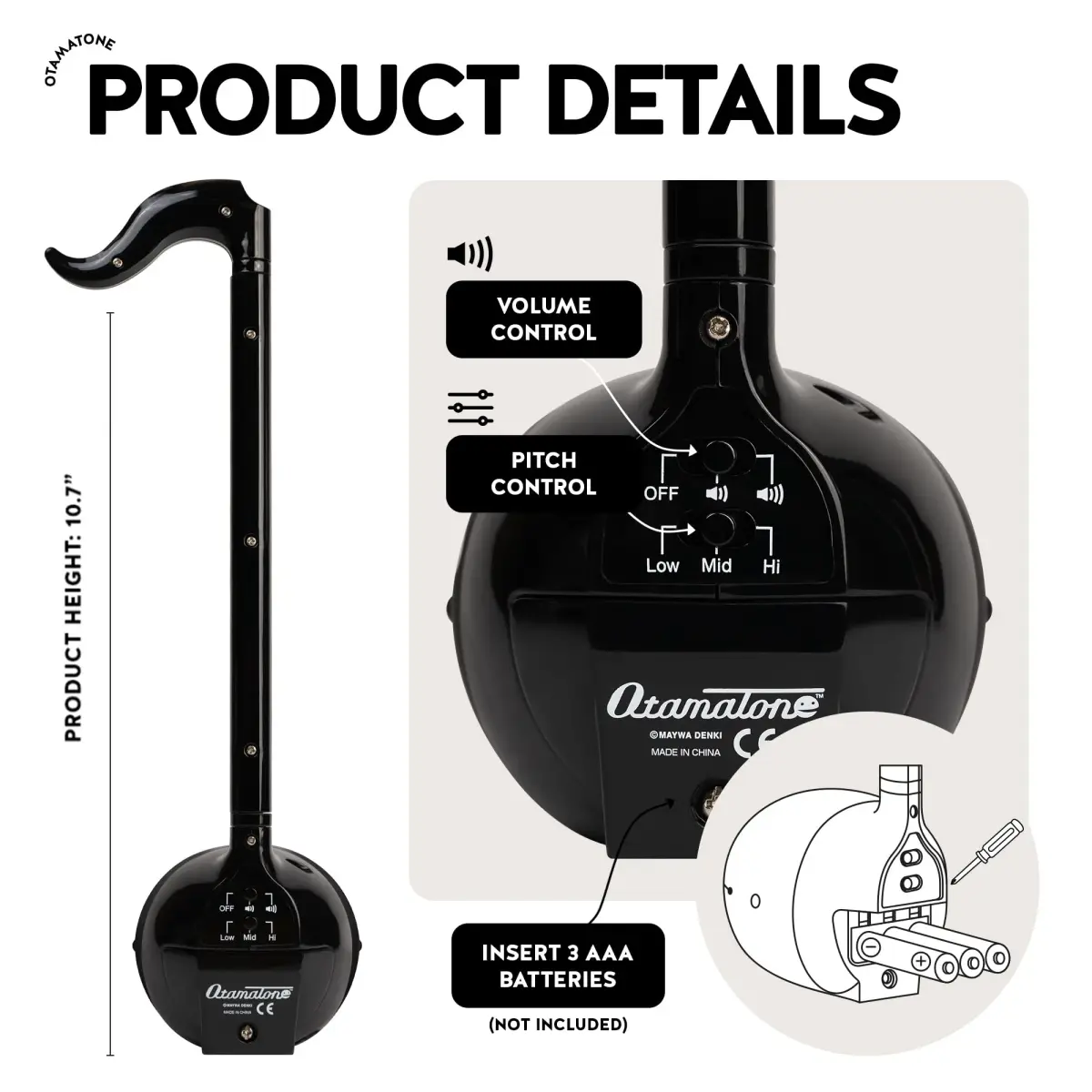 Otamatone Black Japanese Electronic Synthesizer Musical Instrument Toy | Fun & Easy to Play - view 4