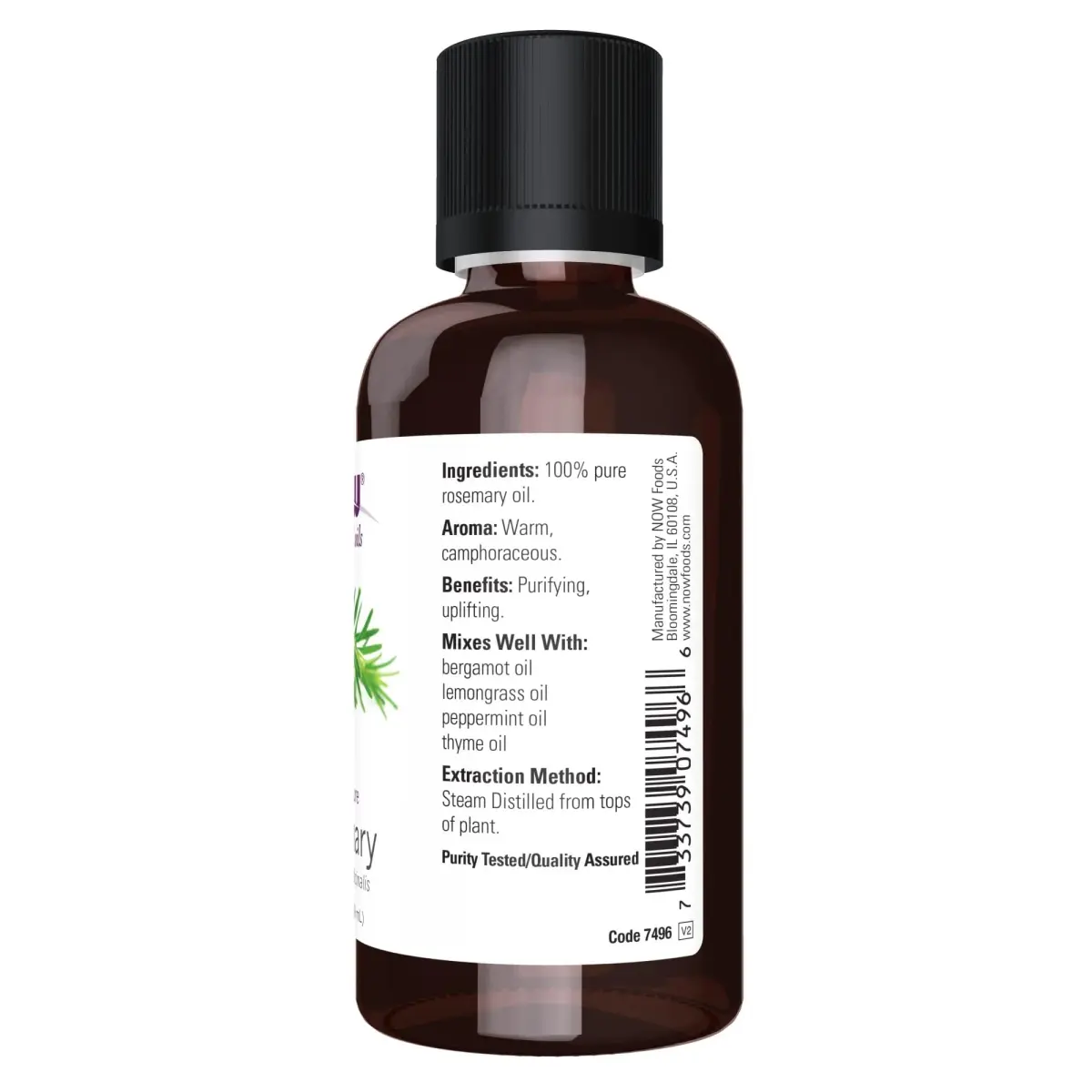 NOW Foods Rosemary Essential Oil Steam Distilled 60ml (2 fl. oz) | Uplifting Aroma for Aromatherapy - view 3